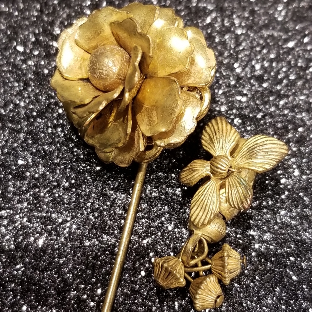 Vintage Miriam Haskall Gold Tone Stick Pin - Picture 7 of 8